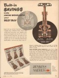 Jenkins Brothers 1954 Vintage Ad Oil Field Bronze Gate Valve Savings