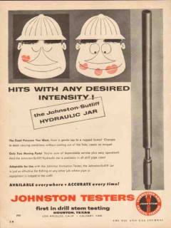 Johnston Testers Inc 1954 Vintage Ad Oil Field Hydraulic Jar Intensity