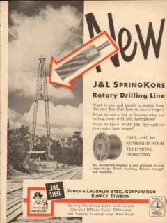 Jones Laughlin Steel Corp 1954 Vintage Ad Oil Rotary Drilling Line Jones Laughlin Steel Corp 1954 Vintage Ad Oil Rotary Drilling Line