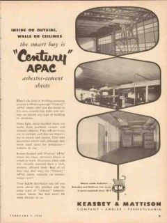 keasbey mattison company 1954 century apac asbestos sheets vintage ad keasbey mattison company 1954 century apac asbestos sheets vintage ad