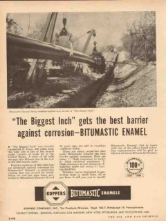 Koppers Company 1954 Vintage Ad Oil Pipeline Bitumastic Enamel Barrier