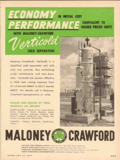 Maloney-Crawford Tank Mfg Company 1954 Vintage Ad Economy Verticold