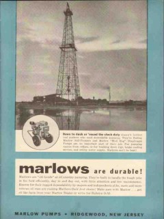 Marlow Pumps 1954 Vintage Ad Oil Field Dawn Dusk Round-The-Clock Duty Marlow Pumps 1954 Vintage Ad Oil Field Dawn Dusk Round-The-Clock Duty