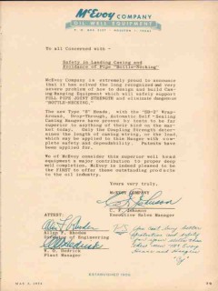 McEvoy Company 1954 Vintage Ad Oil Landing Casing Pipe Bottle-Necking McEvoy Company 1954 Vintage Ad Oil Landing Casing Pipe Bottle-Necking