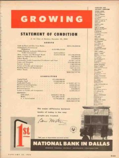 first national bank dallas 1954 growing statement condition vintage ad
