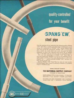 national supply company 1954 quality controlled steel pipe vintage ad