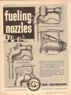 OPW Corp 1954 Vintage Ad Oil Fueling Nozzles Liquid Dispensing OPW Corp 1954 Vintage Ad Oil Fueling Nozzles Liquid Dispensing