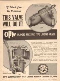 OPW Corp 1954 Vintage Ad Oil Balanced Pressure Loading Valve Shock OPW Corp 1954 Vintage Ad Oil Balanced Pressure Loading Valve Shock
