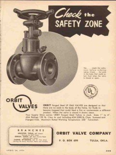 Orbit Valve Company 1954 Vintage Ad Oil Forged Steel LP Gas Safety Orbit Valve Company 1954 Vintage Ad Oil Forged Steel LP Gas Safety