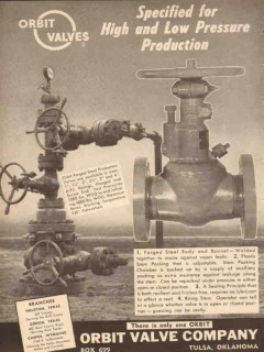 Orbit Valve Company 1954 Vintage Ad Oil High Low Pressure Production Orbit Valve Company 1954 Vintage Ad Oil High Low Pressure Production