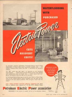 petroleum electric power assoc 1954 waterflooding cuts cost vintage ad