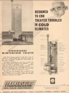 Parkersburg Rig Reel Company 1954 Vintage Ad Oil Treater Troubles Cold Parkersburg Rig Reel Company 1954 Vintage Ad Oil Treater Troubles Cold