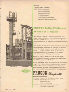 Procon Inc 1954 Vintage Ad Oil Builds UOP Platformer Pana Refining Co Procon Inc 1954 Vintage Ad Oil Builds UOP Platformer Pana Refining Co