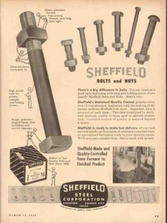 sheffield steel corp 1954 difference bolts nuts quality vintage ad