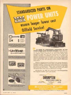 Minneapolis-Moline 1954 Vintage Ad Oil Field Power Units Standardized
