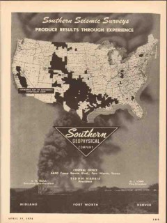 Southern Geophysical Company 1954 Vintage Ad Oil Seismic Survey Result Southern Geophysical Company 1954 Vintage Ad Oil Seismic Survey Result