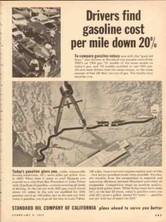 Standard Oil Company California 1954 Vintage Ad Gasoline Cost Down Standard Oil Company California 1954 Vintage Ad Gasoline Cost Down