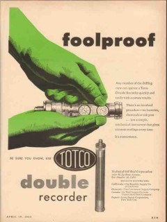 Technical Oil Tool Corp 1954 Vintage Ad Foolproof Double Recorder Technical Oil Tool Corp 1954 Vintage Ad Foolproof Double Recorder