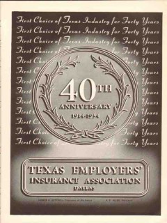 texas employers insurance association 1954 40th anniversary vintage ad