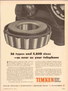 Timken Roller Bearing Company 1954 Vintage Ad Oil Types Sizes Phone