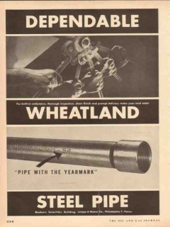 wheatland tube company 1954 dependable steel pipe gas oil vintage ad