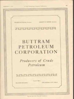 Buttram Petroleum Corporation 1928 Vintage Ad Crude Oil Producers