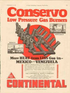 Continental Supply Company 1928 Vintage Ad Gas Burner Low Pressure Continental Supply Company 1928 Vintage Ad Gas Burner Low Pressure