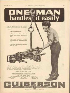Guiberson Corp 1928 Vintage Ad Oil Field Joint Tong One Man Handles