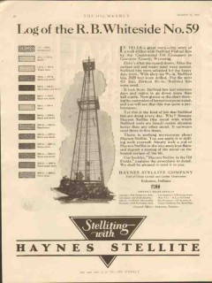 Haynes Stellite Company 1928 Vintage Ad Oil Log R B Whiteside No 59