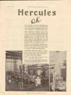 Hercules Motors Corp 1928 Vintage Ad Oil Badge Of Merit Performance OK