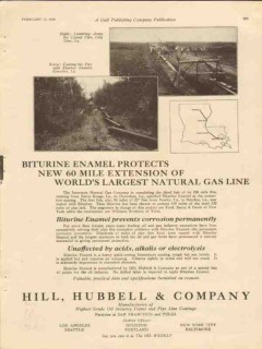 hill hubbell company 1928 biturine enamel protects gas line vintage ad