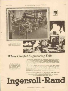 Ingersoll-Rand 1928 Vintage Ad Gas Compressor Careful Engineering