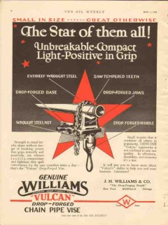 j h williams company 1928 star vulcan chain pipe vise vintage ad j h williams company 1928 star vulcan chain pipe vise vintage ad