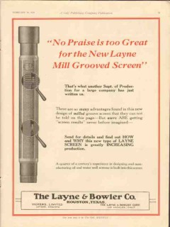 Layne Bowler Company 1928 Vintage Ad Oil Mill Grooved Screen No Praise Layne Bowler Company 1928 Vintage Ad Oil Mill Grooved Screen No Praise