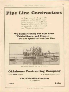 Oklahoma Contracting Company 1928 Vintage Ad Weldaline Pipe Line Oklahoma Contracting Company 1928 Vintage Ad Weldaline Pipe Line