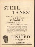 United Iron Works Inc 1928 Vintage Ad Oil Gas Storage Steel Tank Sizes United Iron Works Inc 1928 Vintage Ad Oil Gas Storage Steel Tank Sizes