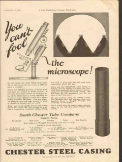 south chester tube company 1928 cant fool the microscope vintage ad