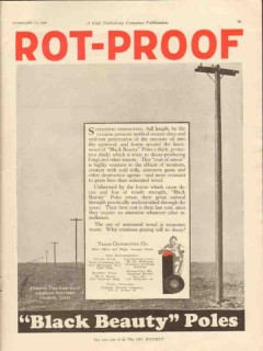 texas creosoting company 1928 rot-proof black beauty poles vintage ad