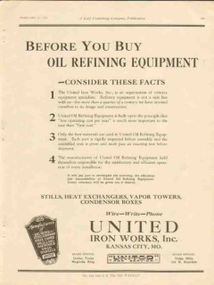 united iron works inc 1928 buy oil refining equipment vintage ad