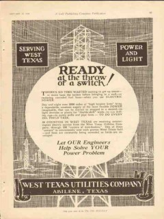 west texas utilities company 1928 ready electric power vintage ad