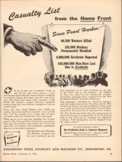 birdsboro steel foundry machine co 1943 casualty list ww2 vintage ad