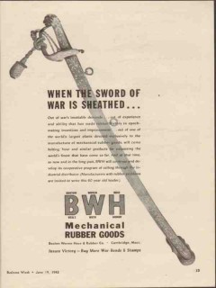 boston woven hose rubber company 1943 sword war sheathed vintage ad
