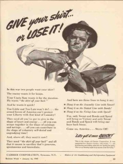 carrier corp 1943 give your shirt lose it proaganda ww2 vintage ad