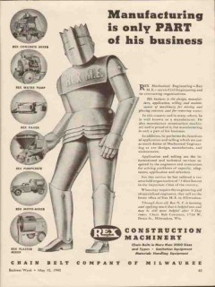 chain belt company 1943 manufacturing only part of business vintage ad