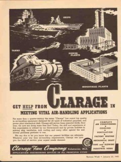 clarage fan company 1943 vital air handling applications vintage ad