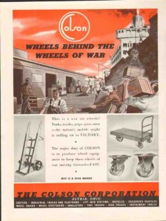 colson corp 1943 wheels behind wheels of war ww2 victory vintage ad