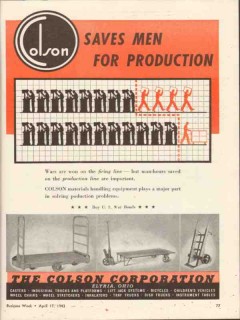 colson corp 1943 saves men for production line ww2 vintage ad