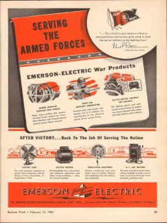 emerson electric mfg company 1943 serving armed forces ww2 vintage ad