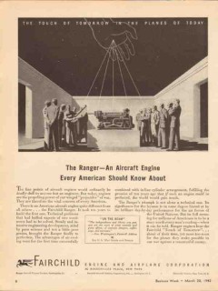 fairchild engine airplane co 1943 ranger aircraft american vintage ad