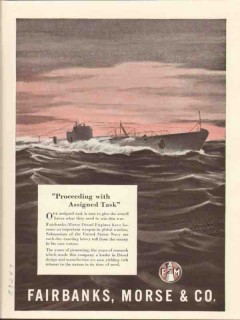 fairbanks-morse 1943 proceeding assigned task diesel engine vintage ad
